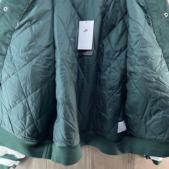 Nike Sport Sanctuary Corduroy Varsity Jacket Green White Men's Sizes FB9972-397 - Picture 6 of 9